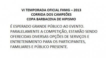 VI TEMPORADA OFICIAL FHMG E COPA BARBACENA DE HIPISMO